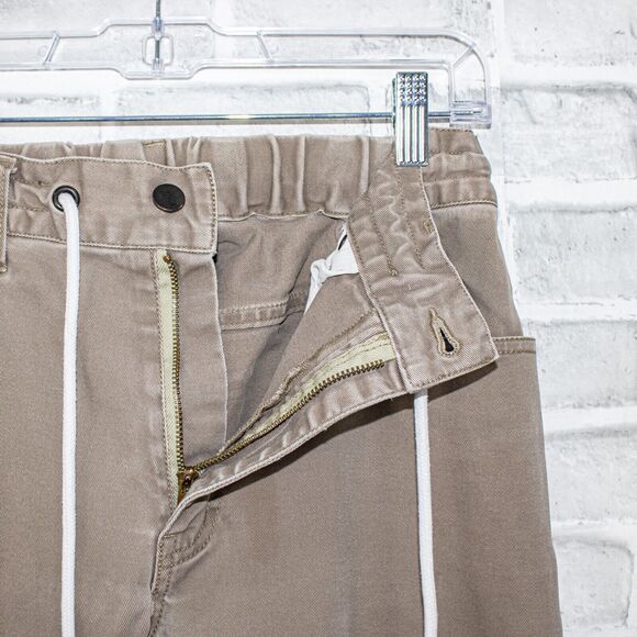 ONES STROKE Tokyo Jogger Pants Khaki Drawstring ankle zip Size Small - Picture 5 of 12